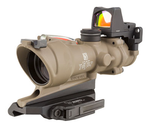 TRIJICON ACOG 4X32 FLAT DARK EARTH SCOPE, DUAL ILLUMINATION GREEN CROSSHAIR RETICLE W/ 3.25 MOA RMR TYPE 2 SIGHT