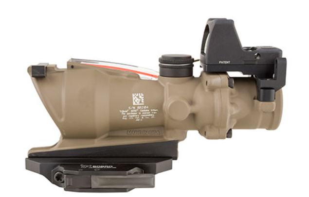 TRIJICON ACOG 4X32 FLAT DARK EARTH SCOPE, DUAL ILLUMINATION GREEN CROSSHAIR RETICLE W/ 3.25 MOA RMR TYPE 2 SIGHT