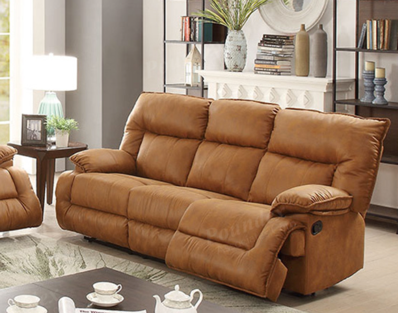Camel Leatherette Recliner Sofa  F6791/F6792/F6793