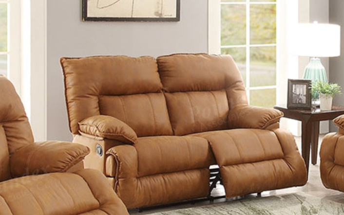 Camel Leatherette Recliner Sofa  F6791/F6792/F6793