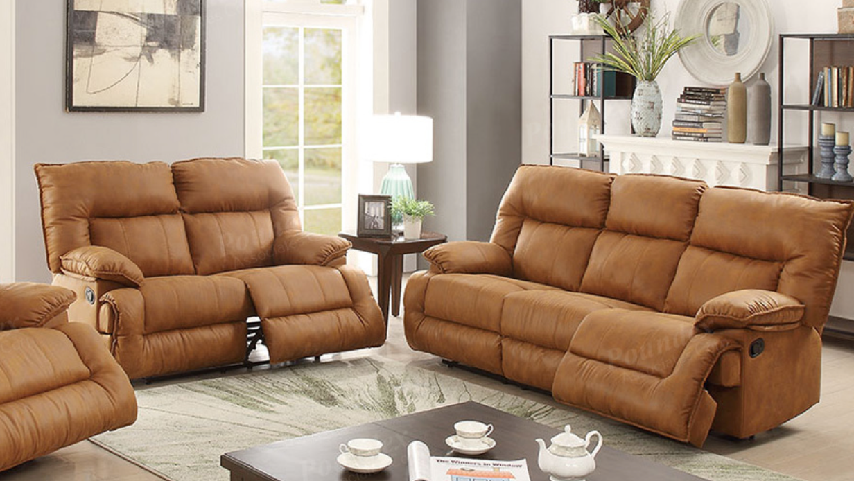 Camel Leatherette Recliner Sofa  F6791/F6792/F6793